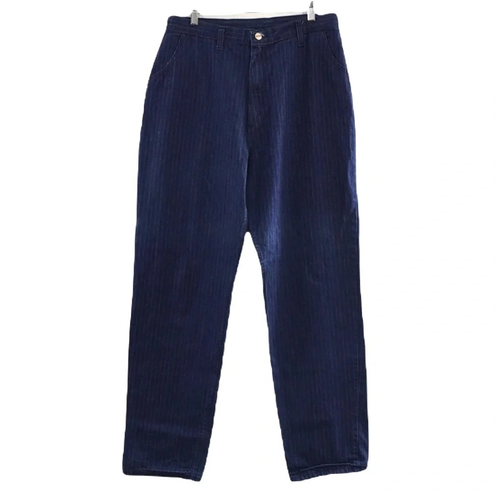 Maverick Vintage‎ High Waisted Straight Jeans Blue Red Stripes Womens 18 Misses